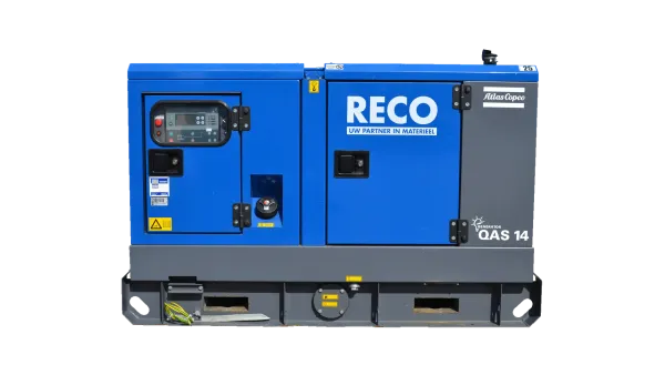 Zijaanzicht van RECO Stage V diesel aggregaat 14 kVA