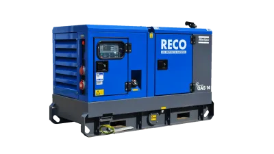 RECO Stage V diesel aggregaat 14 kVA schuin van voren