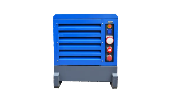 Zijkant van RECO diesel aggregaat 40 kVA met ventilatierooster en aansluitingen