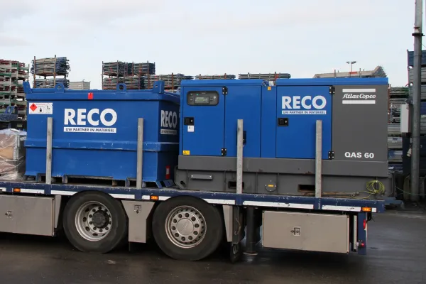 RECO dieselaggregaat 60 kVA op transportwagen