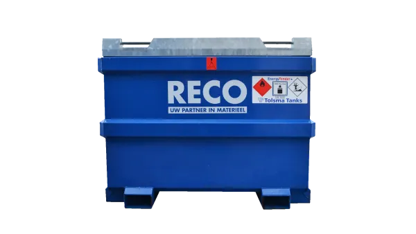 RECO IBC brandstoftank 1.000 liter zijaanzicht