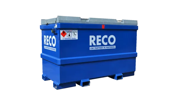 RECO IBC brandstoftank 2.000 liter schuin vooraanzicht