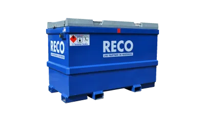RECO IBC brandstoftank 2.000 liter schuin vooraanzicht