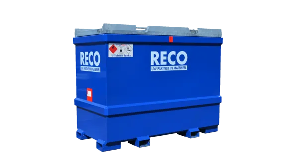 RECO IBC brandstoftank 3.000 liter schuin vooraanzicht