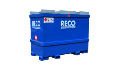 RECO IBC brandstoftank 3.000 liter schuin vooraanzicht