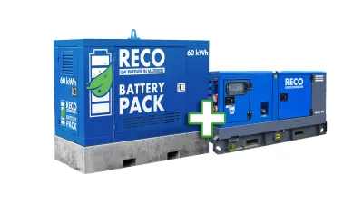 RECO hybride aggregaat met 60 kWh Battery Pack en dieselaggregaat.