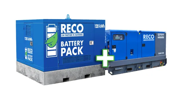 Hybride aggregaat 120 kWh met RECO Battery Pack en dieselaggregaat