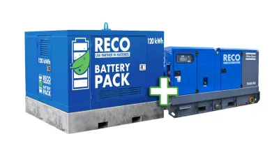 Hybride aggregaat 120 kWh met RECO Battery Pack en dieselaggregaat