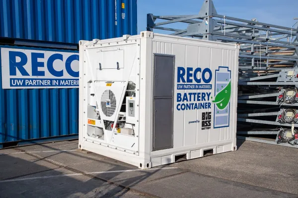 RECO 500 kWh batterijcontainer voor tijdelijke energieopslag en stroomvoorziening op locatie