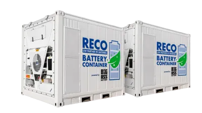 Twee RECO 500 kWh batterijcontainers voor 1 MWh tijdelijke energieopslag en stroomvoorziening