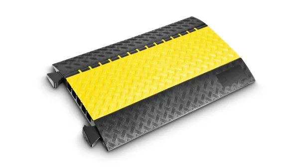 Zwart-gele kabelbrug voor veilige bescherming van kabels