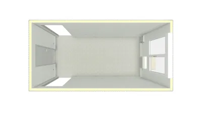 Lege kantoorunit 6x3 meter met ramen en verlichting