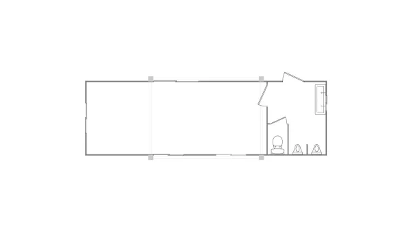 Plattegrond van vrijstaande RECO bouwkeet met toiletten en wastafel