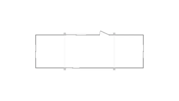 Plattegrond van een vrijstaande RECO bouwkeet van 10x3 meter