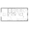 Plattegrond van sanitairunit met 2 douches en 2 toiletten.