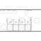 Plattegrond van sanitairunit met vier douchecabines.