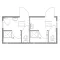 Plattegrond van gescheiden sanitair-unit met aparte douches en toiletten