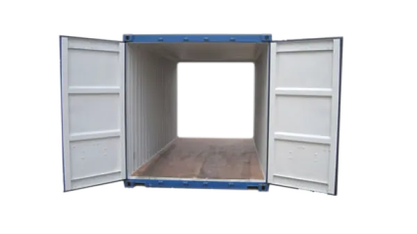 20 ft doorloopcontainer met geopende dubbele deuren aan beide zijden