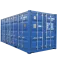 Blauwe 20 ft FSA container met dubbele deuren aan de lange zijde.