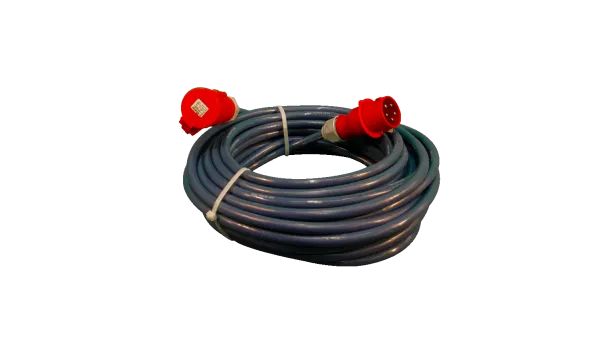 Aluminium verlengkabel van 25 meter met rode 32A CEE-stekkers