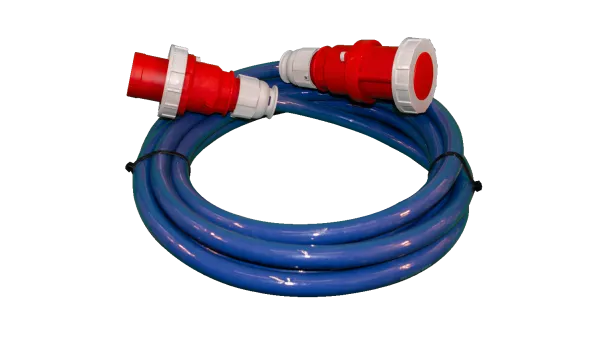Aluminium verlengkabel 7 meter 63A 400V met CEE-stekkers