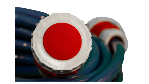 Rode 63A CEE-contrastekker met beschermkap van aluminium verlengkabel 25 meter