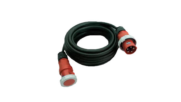 Verlengkabel 25 meter 125A 400V met rode 5-polige CEE-stekkers