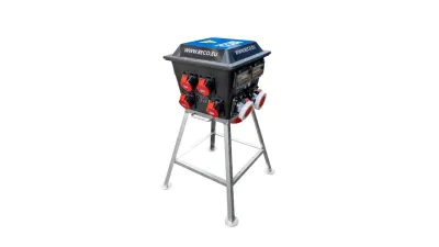 Zwerfkast 125A met 16A, 32A en 63A aansluitingen op metalen frame