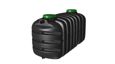 Kunststof septic tank van 3000 liter voor tijdelijke opvang en zuivering van rioolwater.