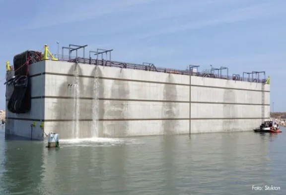 Betonnen tunnelelement voor de Marieholmtunnel in Zweden tijdens werkzaamheden van STRUKTON Immersion Projects