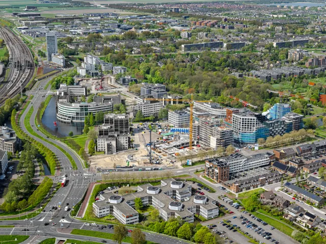 Luchtfoto van bouwproject Hyde Park in Hoofddorp