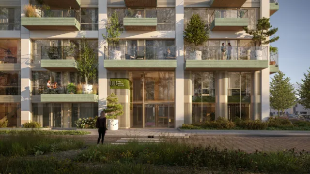 Impressie van appartementencomplex The Urban Woods in Delft
